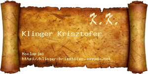 Klinger Krisztofer névjegykártya